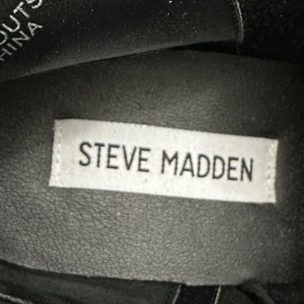 New Steve Madden Saidi Zip Up Boots‎ Women 9.5 Black Suede Platform Shoes Wedge